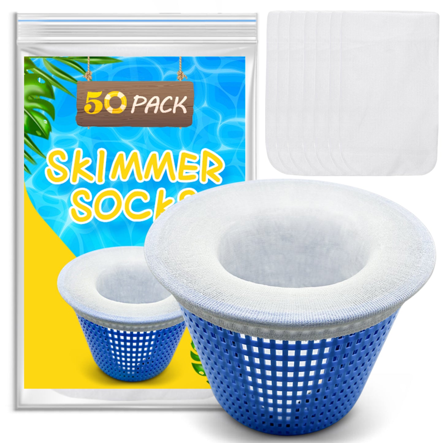 KGC 30/50 Pack Ultra Fine Mesh Pool Skimmer Socks for Inground/Aboveground Use Basket Cleaning Filter