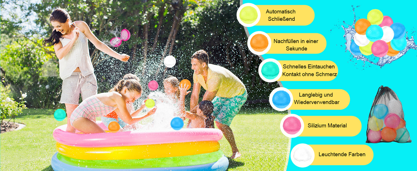 12 Stück Wasserbomben Wiederverwendbar Selbstschließend, Wasserbomben Magnetisch mit 1 Mesh Bag, Eine Sekunde Schnellfüller Wasserballons Set für Wasserspielzeug Pool Spielzeug Strandspielzeug