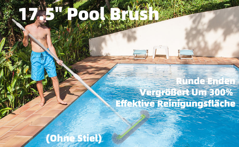 Poolbürste für Folienpool 17,5″, Pool Bürste, Poolbesen, Poolbürste für Folienpool, Poolbürsten, Pool Reinigungsbürste für Schwimmbad Bürste Pool, EZ Clip Aluminiumgriff, Nicht mit Teleskopstange