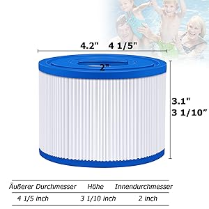 KGC 12 Stück VI Filter Pool, VI Filterkartusche Pool, Filter für Whirlpool, Aufblasbare Whirlpool-Filter kompatibel mit Bestway 58323E, kompatibel mit Coleman Saluspa 90427E, für Lay-Z-Spa