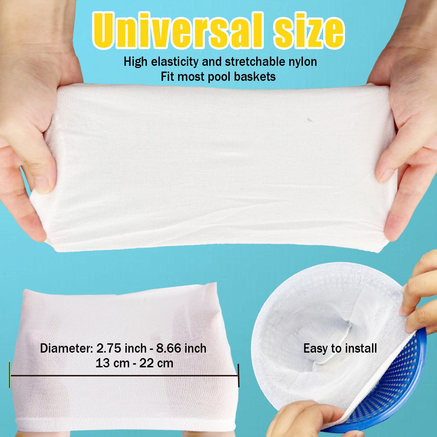 KGC 30/50 Pack Ultra Fine Mesh Pool Skimmer Socks for Inground/Aboveground Use Basket Cleaning Filter