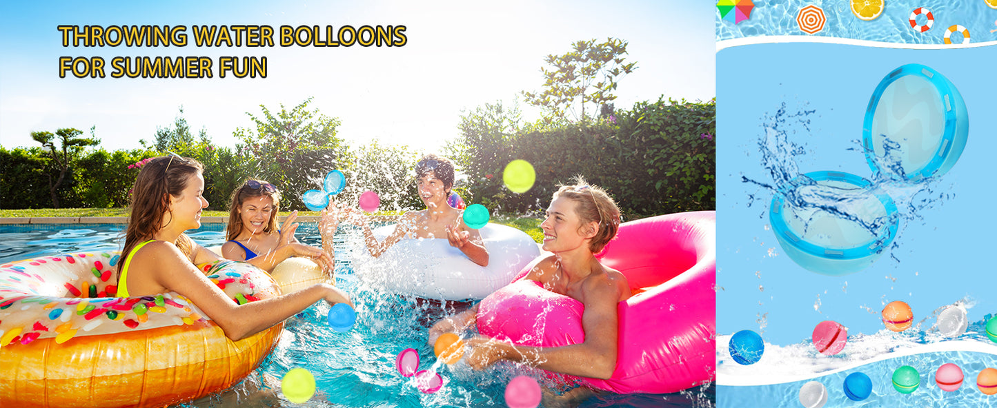 6 Stück Wasserbomben Wiederverwendbar Selbstschließend, Wasserbomben Magnetisch mit 1 Mesh Bag, Eine Sekunde Schnellfüller Wasserballons Set für Wasserspielzeug Pool Spielzeug Strandspielzeug