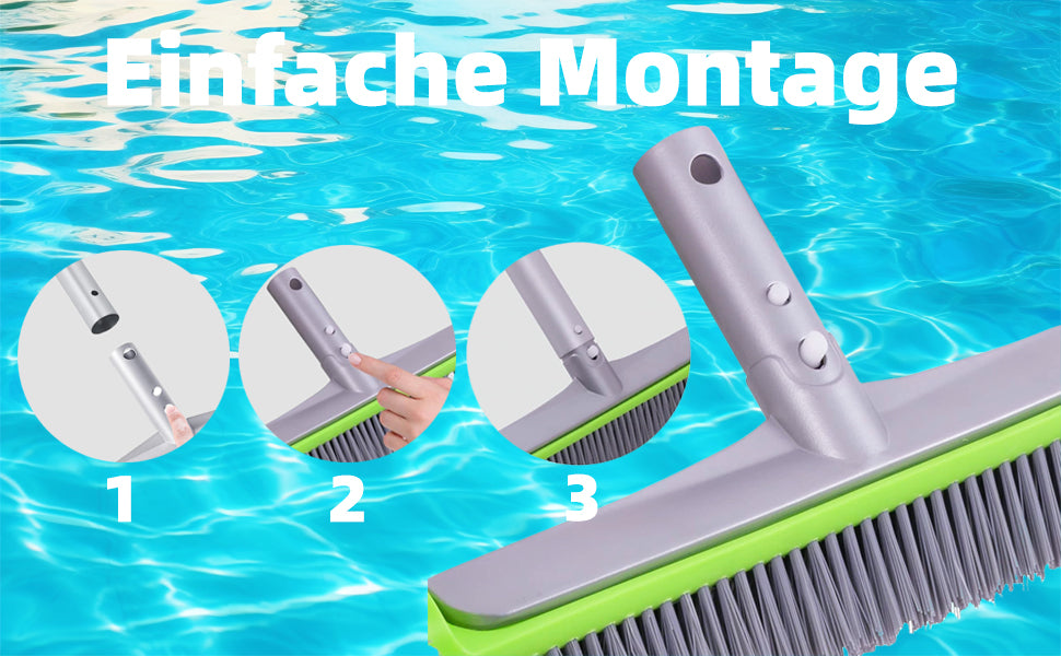 Poolbürste für Folienpool 17,5″, Pool Bürste, Poolbesen, Poolbürste für Folienpool, Poolbürsten, Pool Reinigungsbürste für Schwimmbad Bürste Pool, EZ Clip Aluminiumgriff, Nicht mit Teleskopstange