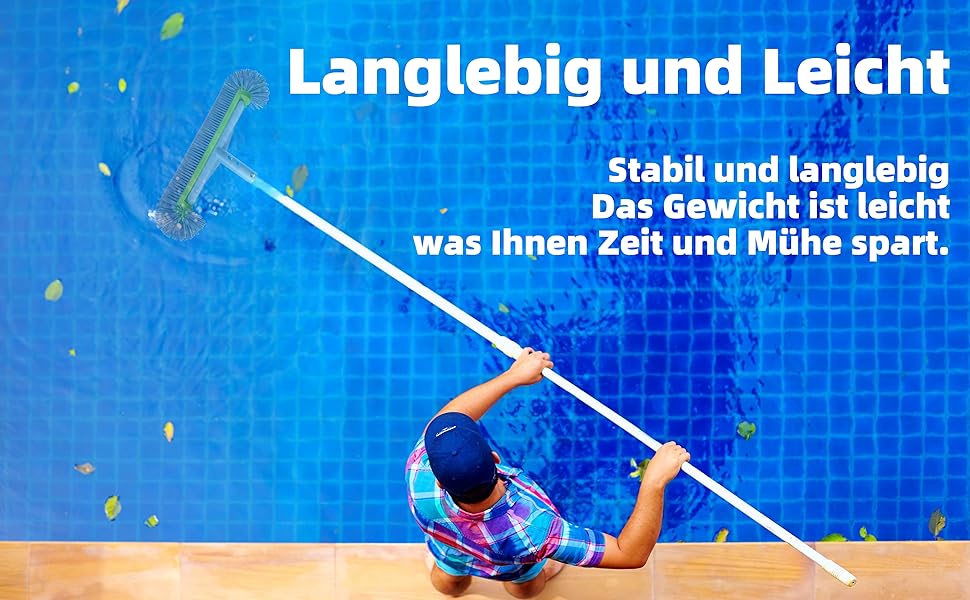 Poolbürste für Folienpool 17,5″, Pool Bürste, Poolbesen, Poolbürste für Folienpool, Poolbürsten, Pool Reinigungsbürste für Schwimmbad Bürste Pool, EZ Clip Aluminiumgriff, Nicht mit Teleskopstange