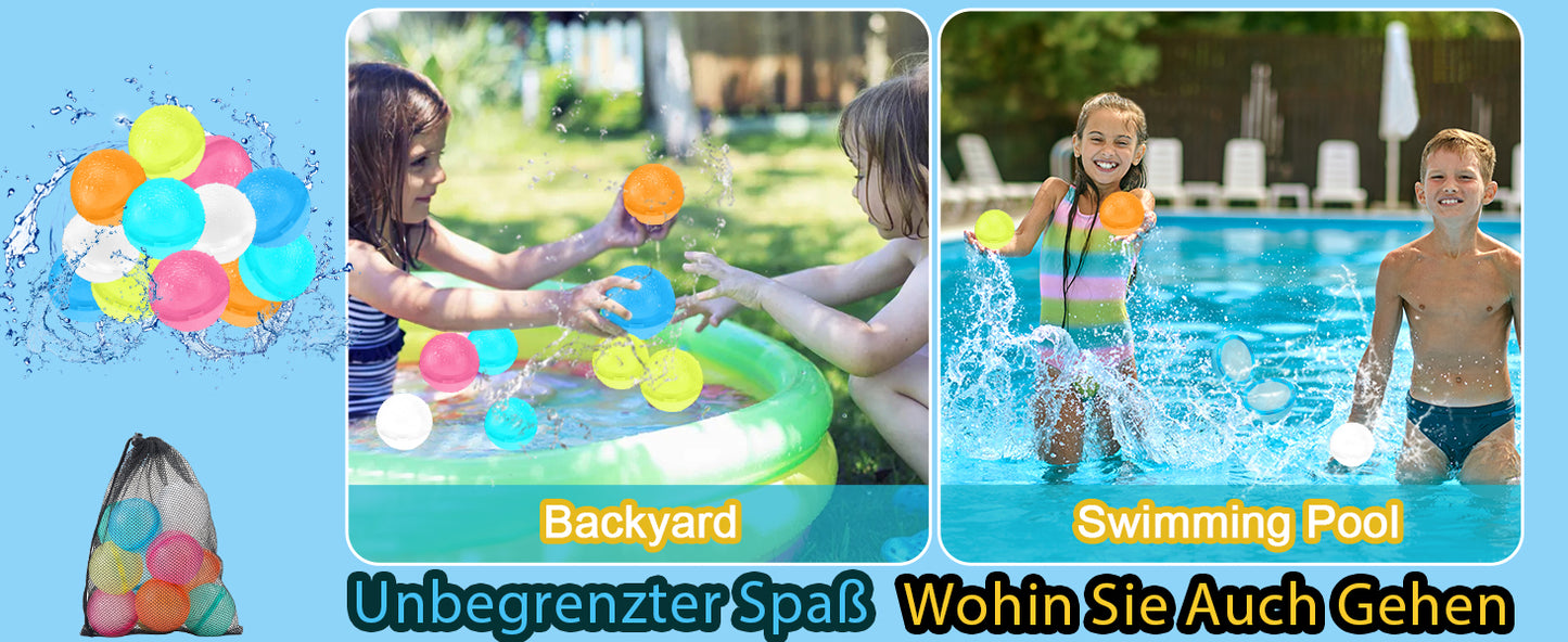 12 Stück Wasserbomben Wiederverwendbar Selbstschließend, Wasserbomben Magnetisch mit 1 Mesh Bag, Eine Sekunde Schnellfüller Wasserballons Set für Wasserspielzeug Pool Spielzeug Strandspielzeug