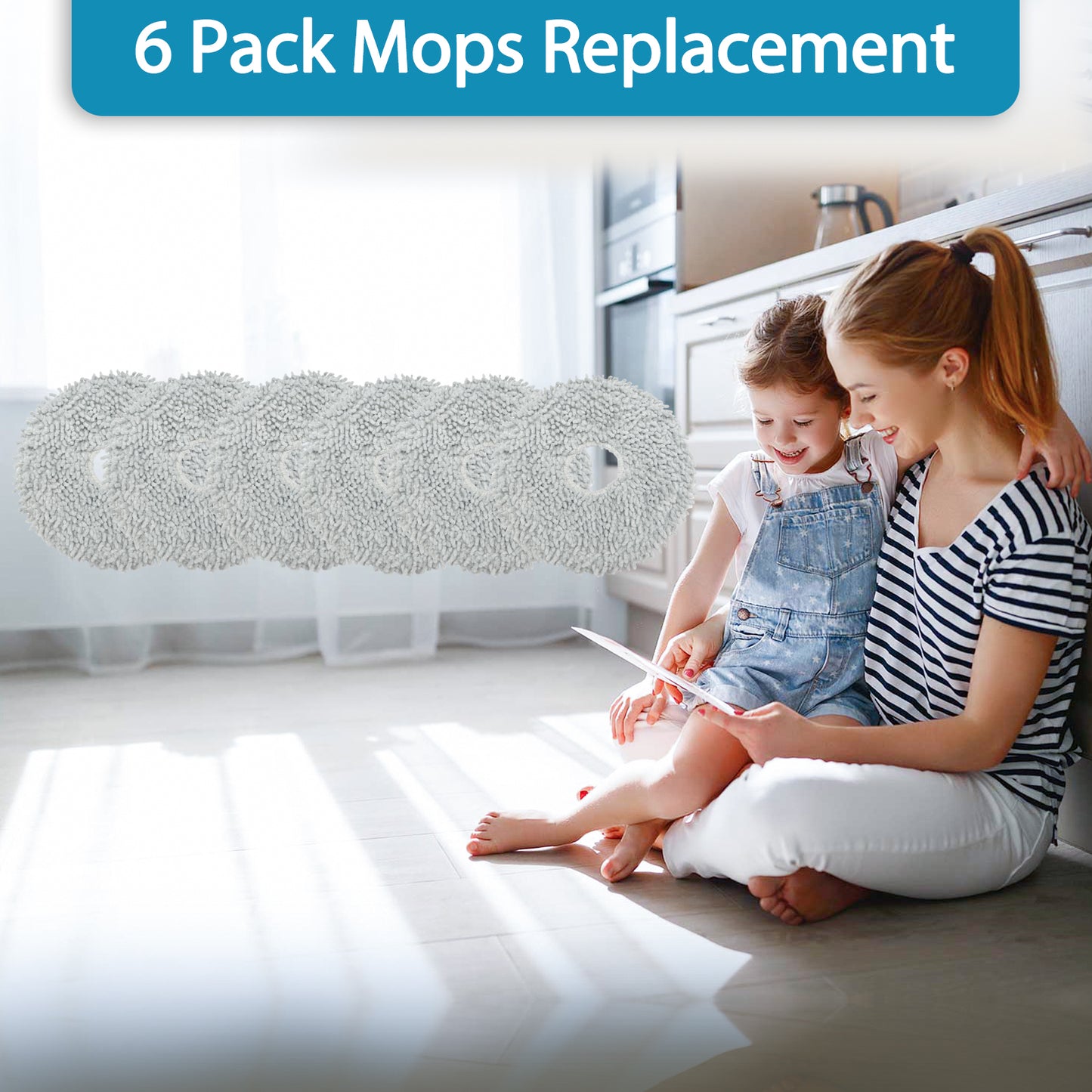 6 Pack Mop Cloth Pads Replacement for Dreame L10s Ultra / L10 Ultra / X40 Ultra Robot Vacuum Cleaner Parts, Wet Mopping Pads Compatible with Dreametech X30 Ultra, Reusable and Washable Accessories