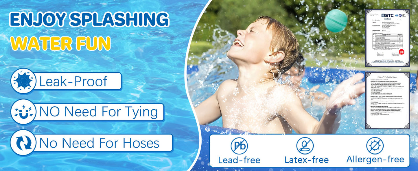 Reusable Water Balloons, Self Sealing Silicone Water Bomb with Mesh Bag, Quick Fill Water Splash Ball for Outdoor Activities, Summer Toys Swimming Pool Party Supplies Bath Toy Gift for Kids - 8PCS