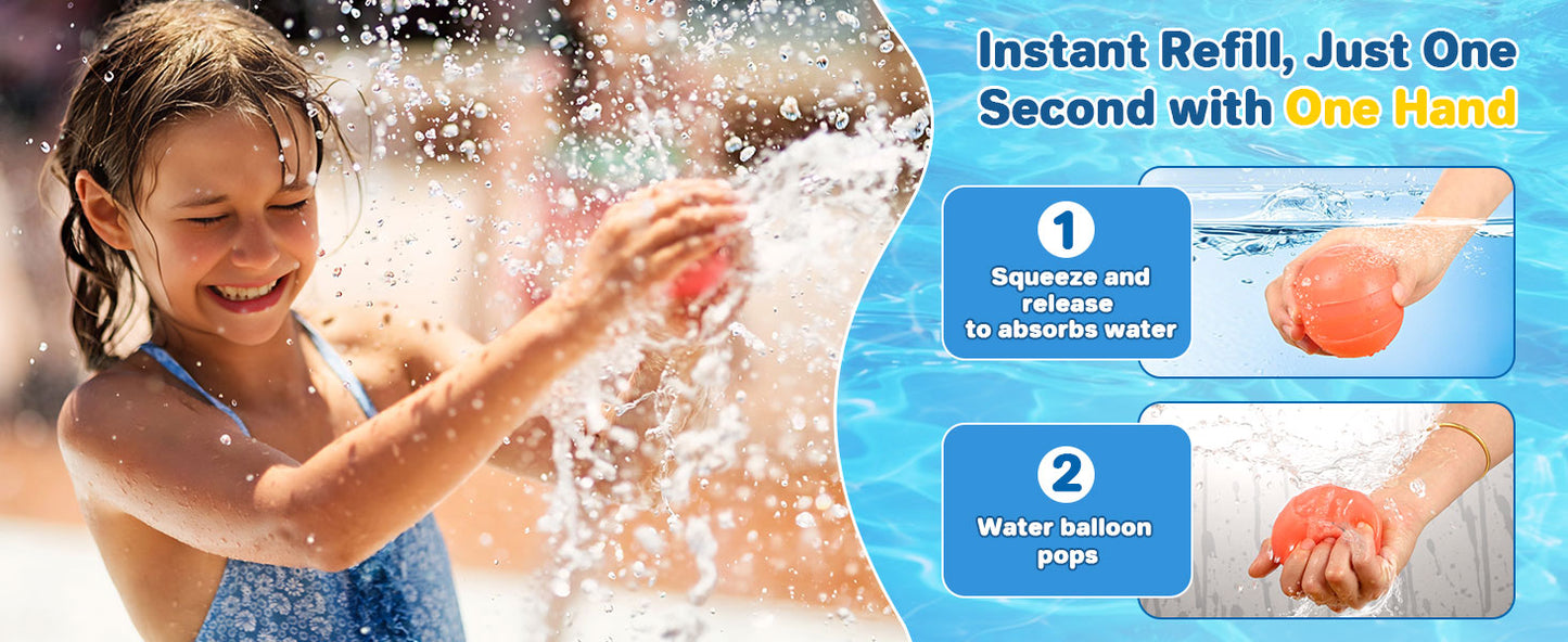 12 PCS Reusable Water Balloons, Self Sealing Silicone Water Bomb with Mesh Bag, Quick Fill Water Splash Ball for Outdoor Activities, Summer Toys Swimming Pool Party Supplies Bath Toy Gift