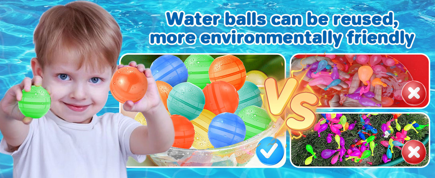 12 PCS Reusable Water Balloons, Self Sealing Silicone Water Bomb with Mesh Bag, Quick Fill Water Splash Ball for Outdoor Activities, Summer Toys Swimming Pool Party Supplies Bath Toy Gift