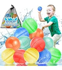 12 PCS Reusable Water Balloons, Self Sealing Silicone Water Bomb with Mesh Bag, Quick Fill Water Splash Ball for Outdoor Activities, Summer Toys Swimming Pool Party Supplies Bath Toy Gift