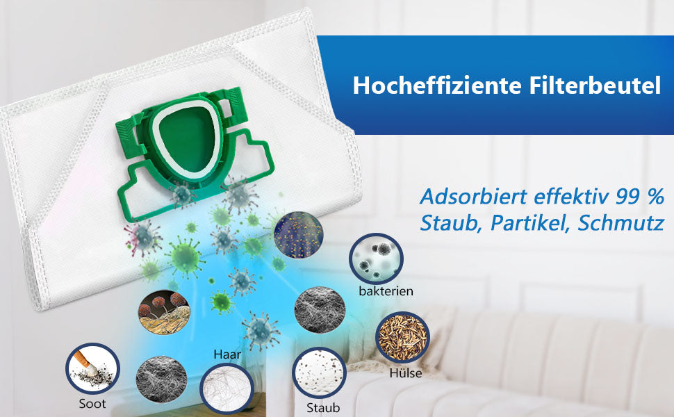 ROMIVO Vacuum Cleaner Bags Compatible with Vorwerk Kobold VK200 FP200, 5-Ply Microfleece Dust Bags, Premium Bag Suitable for Vorwerk Kobold VK 200 FP 200 (with 1 Brush)