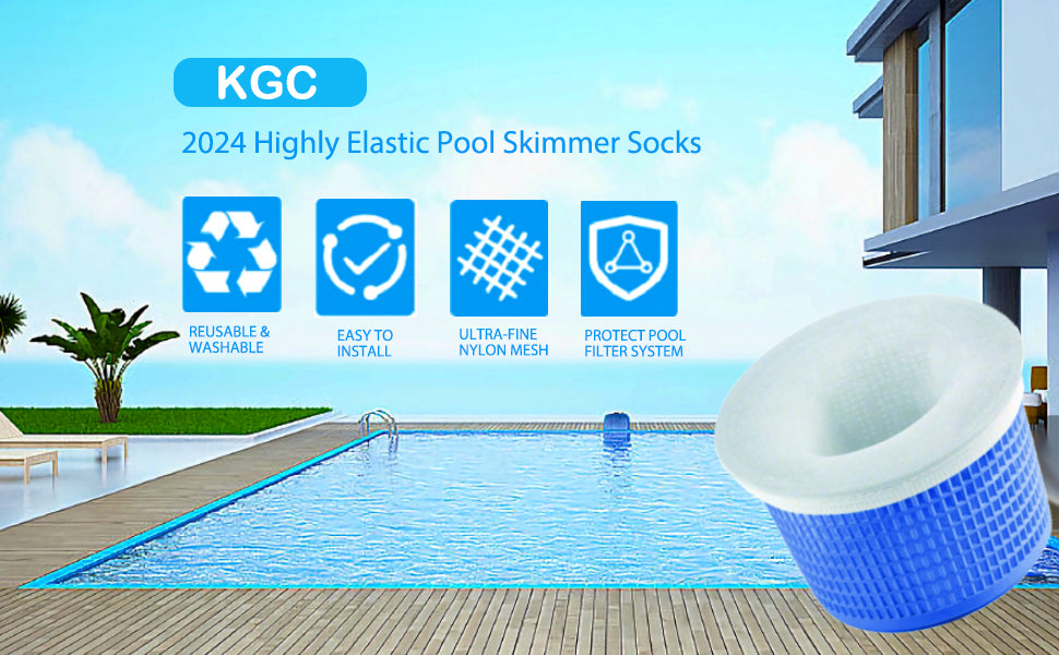 KGC Pool Skimmer Socks, 20 Pack of Reusable Pool Filter Socks for Skimmer Baskets, Pool Socks Protect Inground or Above Ground Pool Filter System Clean Debris and Leaves