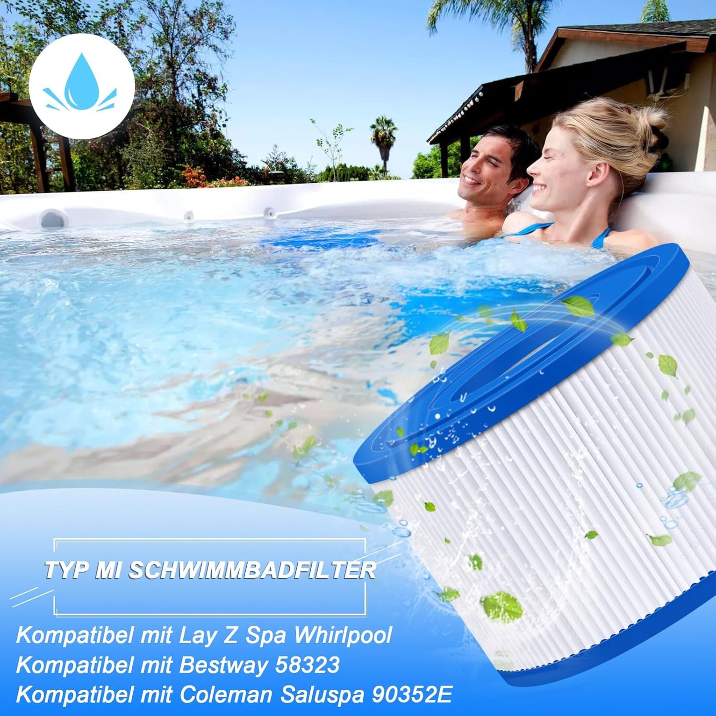 KGC 12 Stück VI Filter Pool, VI Filterkartusche Pool, Filter für Whirlpool, Aufblasbare Whirlpool-Filter kompatibel mit Bestway 58323E, kompatibel mit Coleman Saluspa 90427E, für Lay-Z-Spa