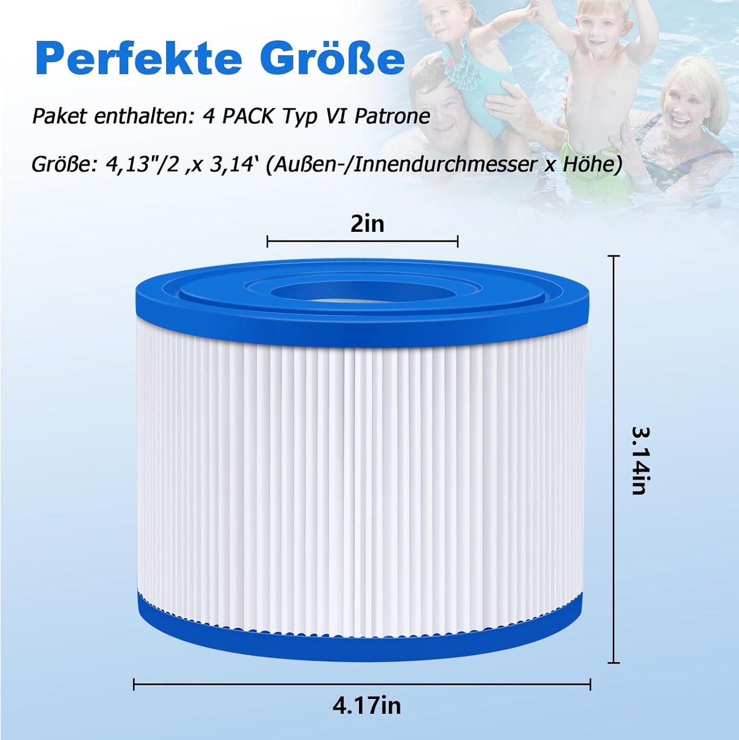 KGC 12 Stück VI Filter Pool, VI Filterkartusche Pool, Filter für Whirlpool, Aufblasbare Whirlpool-Filter kompatibel mit Bestway 58323E, kompatibel mit Coleman Saluspa 90427E, für Lay-Z-Spa