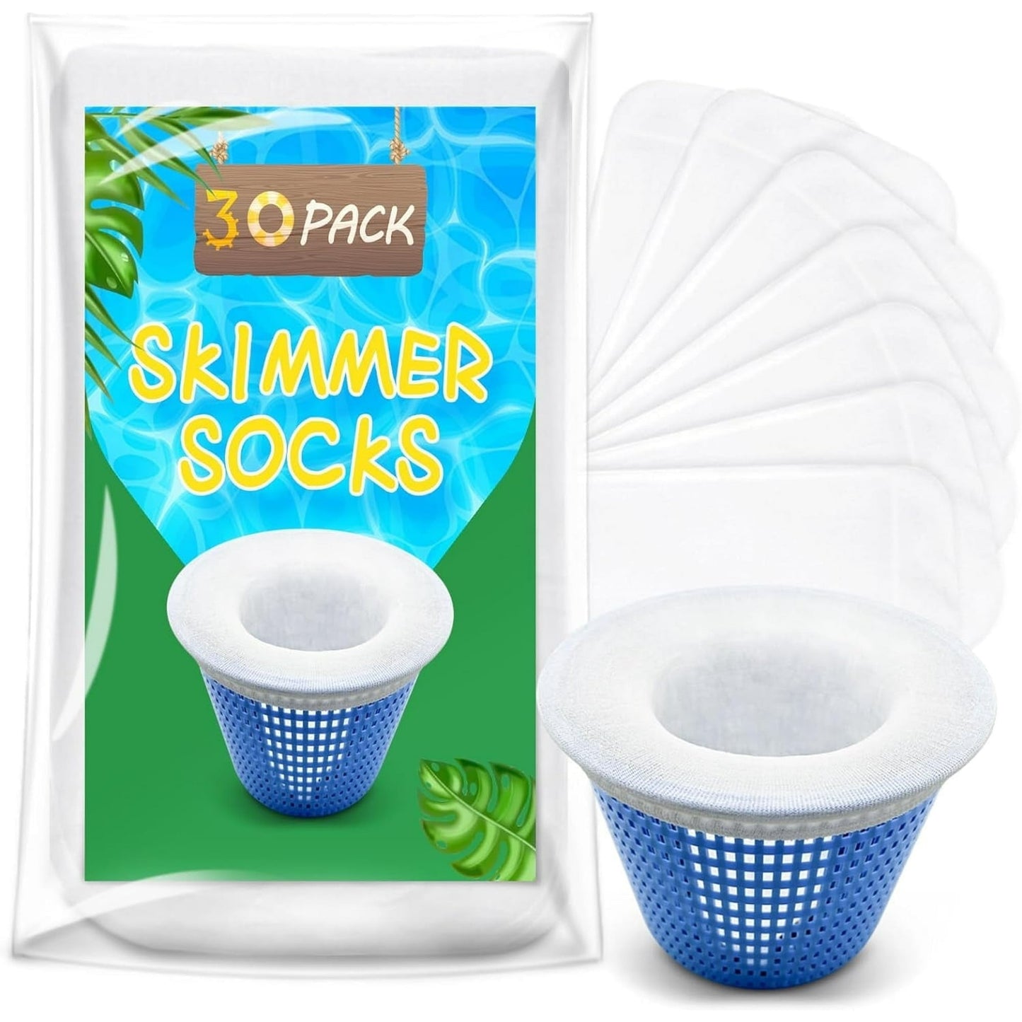 KGC 30/50 Pack Ultra Fine Mesh Pool Skimmer Socks for Inground/Aboveground Use Basket Cleaning Filter