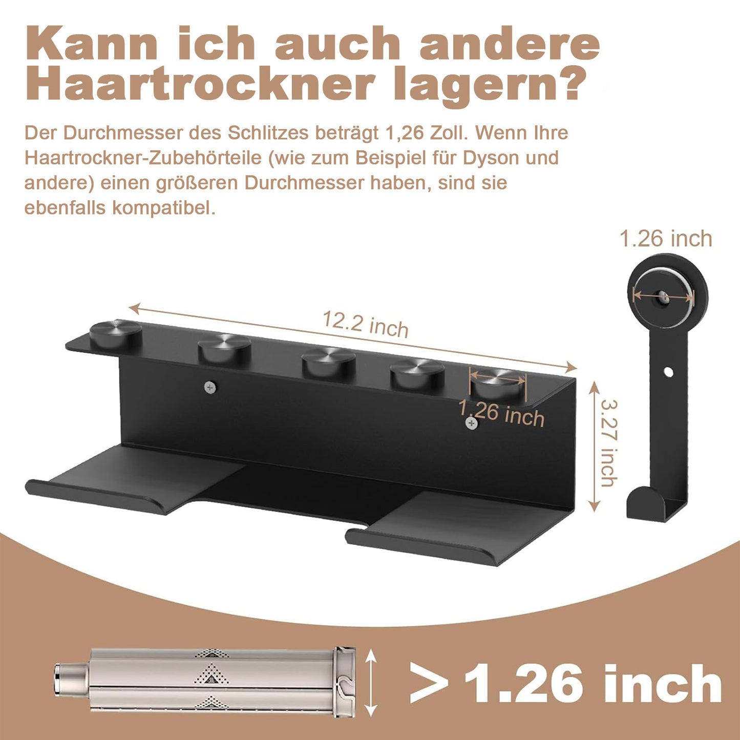 Haartrocknerhalter für Shark Flex Style, Wandhalterung, kompatibel mit Shark FlexStyle, Lockenstab Organizer, Rack mit Kordelaufhänger für Zubehör, Lockenwickler, Bürsten, Diffusor und Aufsätze