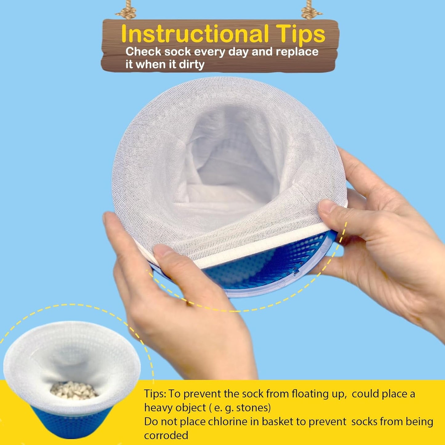 KGC 30/50 Pack Ultra Fine Mesh Pool Skimmer Socks for Inground/Aboveground Use Basket Cleaning Filter