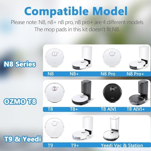 KGC 18 Stück Ersatzteile Zubehör für Ecovacs Deebot N10 Plus N8 N8 Pro N8 Pro+ T8 T8+ T8 AIVI T8 Max T9 T9+ Staubsauger, Enthalten 1Hauptbürste + 4Staubbeutel +3Filter + 6Seitenbürste + 4Wischtücher