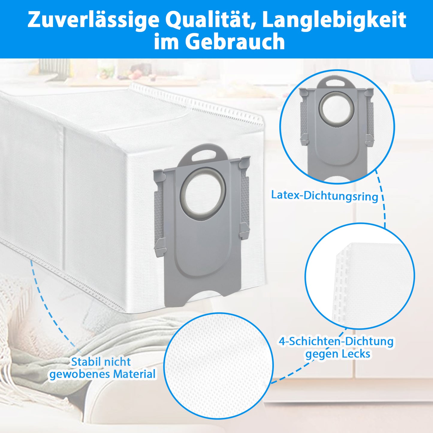 12 Stück Staubbeutel für Roborock Q Revo/Saros 10R/Saros10/Q Revo S/Qrevo Pro/Qrevo Curv/Qrevo Master/Qrevo Slim/S8 MaxV Ultra Saugroboter, Große Kapazität Ersatzfilterbeutel