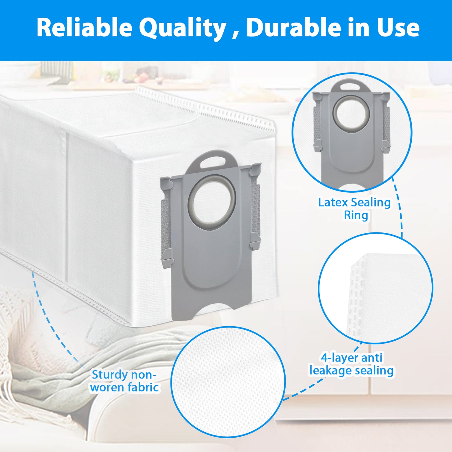 12 Pack Dust Bags for Roborock Qrevo S/Q Revo/ Saros10/ Saros10R / S8 MaxV Ultra/ S8 Max Ultra/Qrevo MaxV/Qrevo Pro/Qrevo Curv/Qrevo CurvS5X/ QrevoEdge/Qrevo Slim/ QrevoEdgeS5A Robot Vacuum