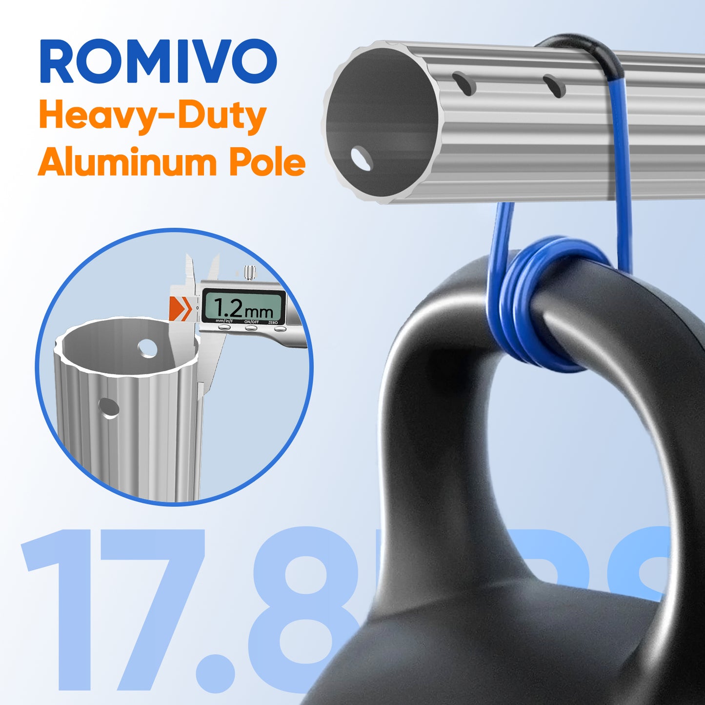 ROMIVO Telescopic Pool Pole, 12 ft Pool Skimmer Pole, Adjustable 3 Piece Aluminum Pool Net Pole, Telescoping Pool Brush Pole, Pool Cleaning Pole, Heavy Duty Swimming Pool Poles