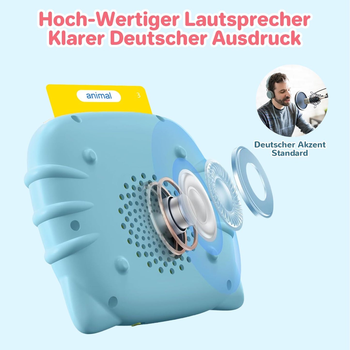 AHJ 510 Wörter Sprechende Lernkarten Deutsch, Lernkarten Deutsch 255 Blätter, Flash Karten Deutsch, Interaktives Sprachspiele Deutsch Interaktives Lernkarten für Kinder ab 2-6 Jahr