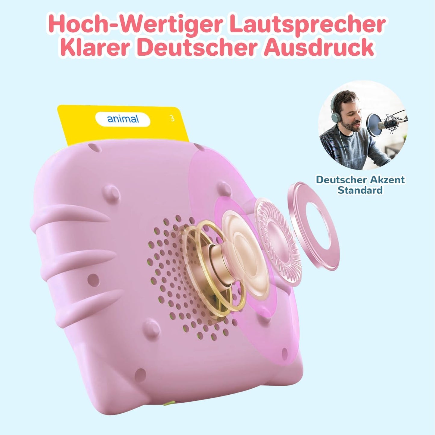 AHJ 510 Wörter Sprechende Lernkarten Deutsch, Lernkarten Deutsch 255 Blätter, Flash Karten Deutsch, Interaktives Sprachspiele Deutsch Interaktives Lernkarten für Kinder ab 2-6 Jahr