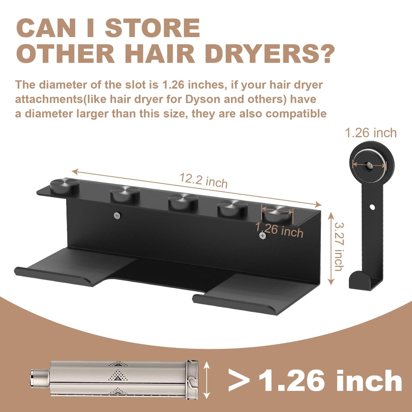 Hair Dryer Holder for Shark Flex Style, Wall Mount Holder Compatible with Shark FlexStyle, Curling Wand Organizer, Rack with Cord Hanger for Accessories Curlers Brushes Diffuser and Attachments