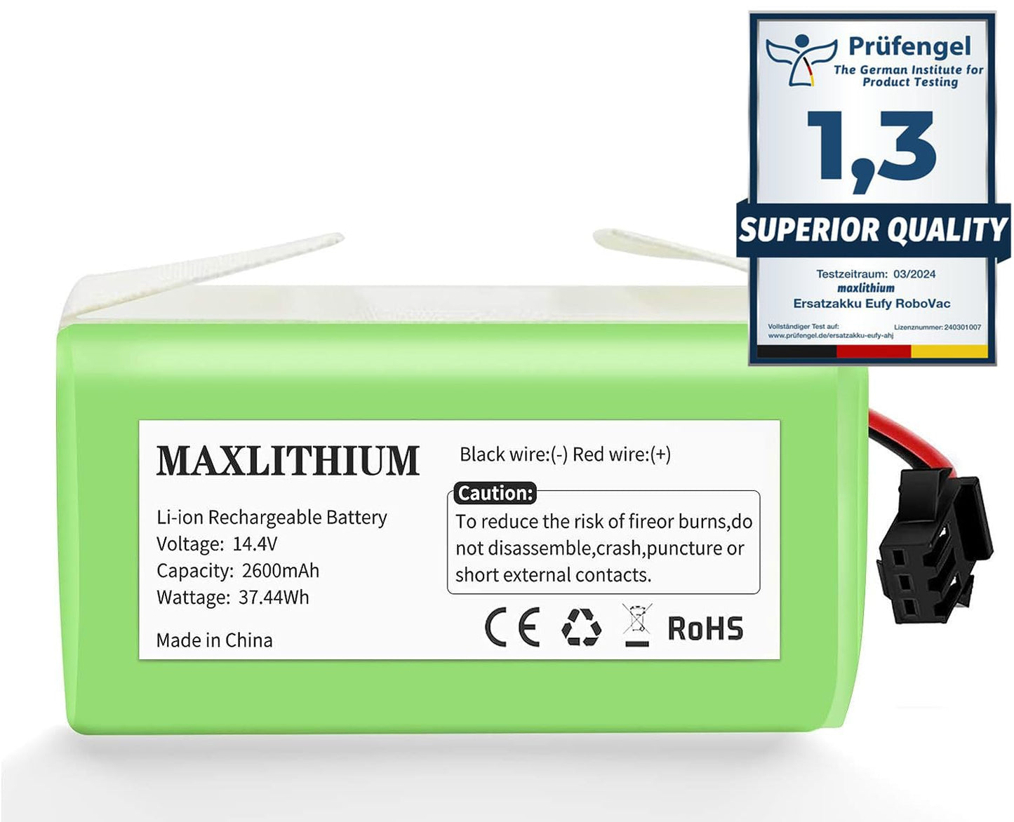 maxlithium 14.4V 2600mAh Replacement Battery Compatible with Ecovacs Deebot N79S DN622 Eufy RoboVac 11 11S 11S MAX 15C 25C 30C 35C G10 Hybrid G30