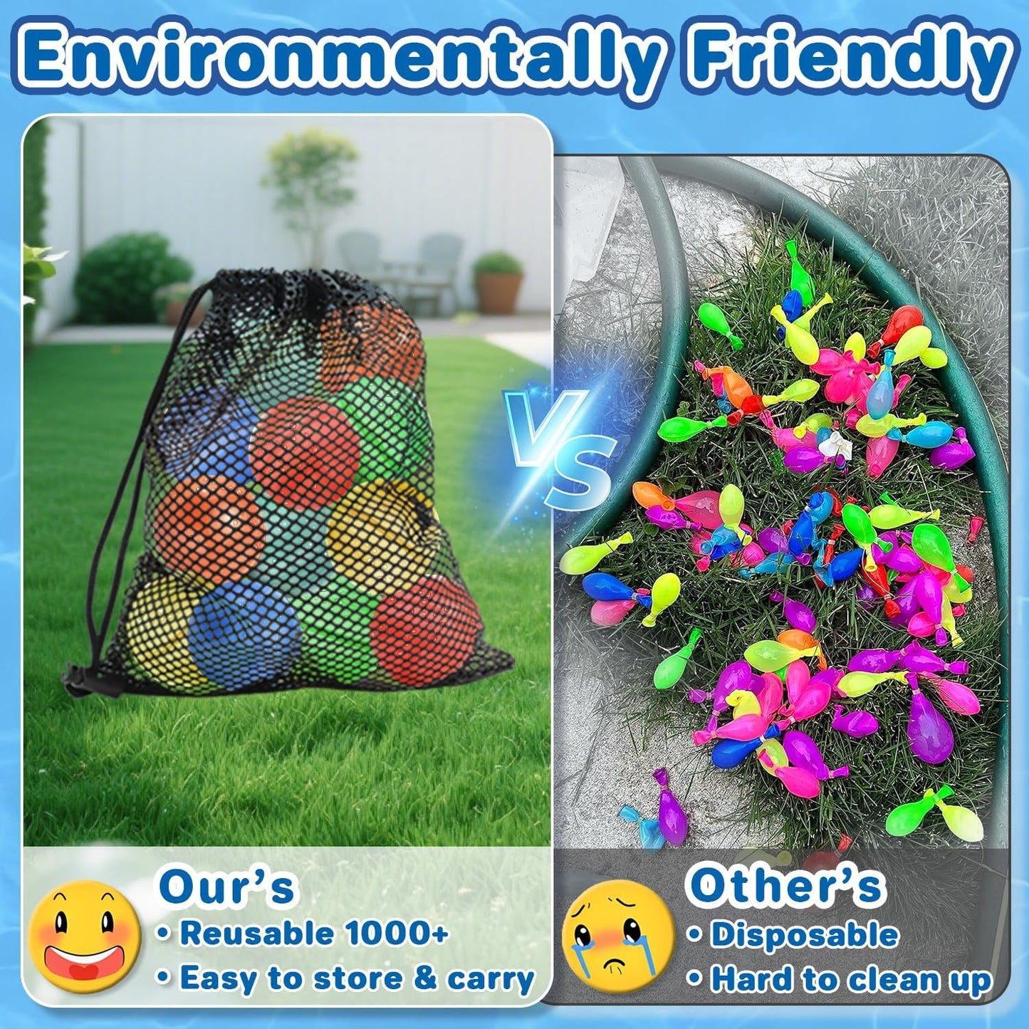 18 PCS Reusable Water Balloons, Self Sealing Silicone Water Bomb with Mesh Bag, Quick Fill Water Splash Ball for Outdoor Activities, Summer Toys Swimming Pool Party Supplies Bath Toy Gift