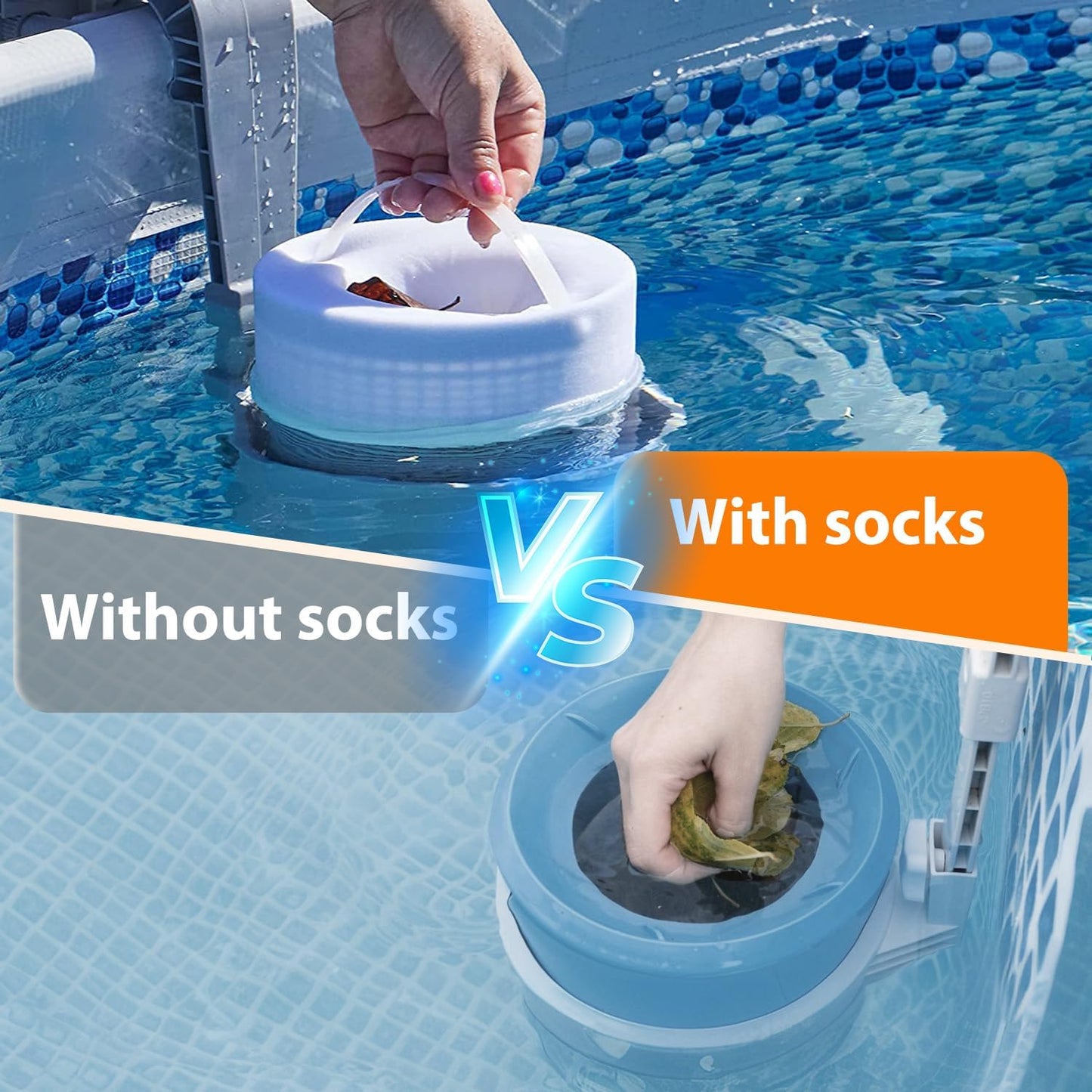 KGC Pool Skimmer Socks, 20 Pack of Reusable Pool Filter Socks for Skimmer Baskets, Pool Socks Protect Inground or Above Ground Pool Filter System Clean Debris and Leaves
