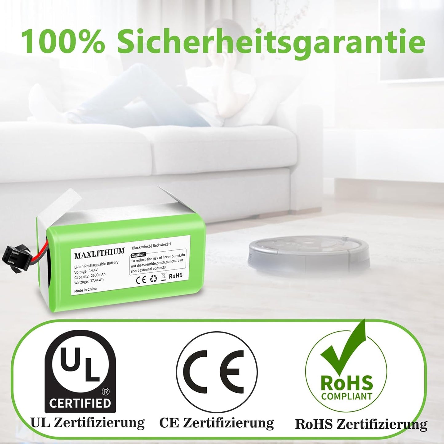 14.4V 2600mAh Ersatzakku für Eufy RoboVac G10 G20 G30 G35 G40 Hybrid, für RoboVac 11 11S 11S MAX 12 15C 15C Max 25C Max 30 30C 30 Max 35C, für Ecovacs Deebot N79 N79S DN622, für Tesvor X500 Akku