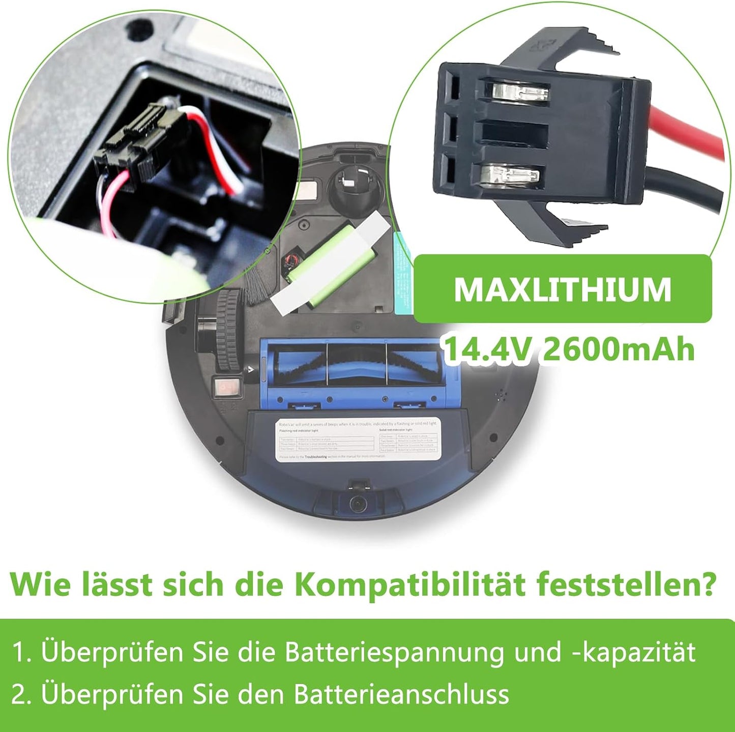 14.4V 2600mAh Ersatzakku für Eufy RoboVac G10 G20 G30 G35 G40 Hybrid, für RoboVac 11 11S 11S MAX 12 15C 15C Max 25C Max 30 30C 30 Max 35C, für Ecovacs Deebot N79 N79S DN622, für Tesvor X500 Akku