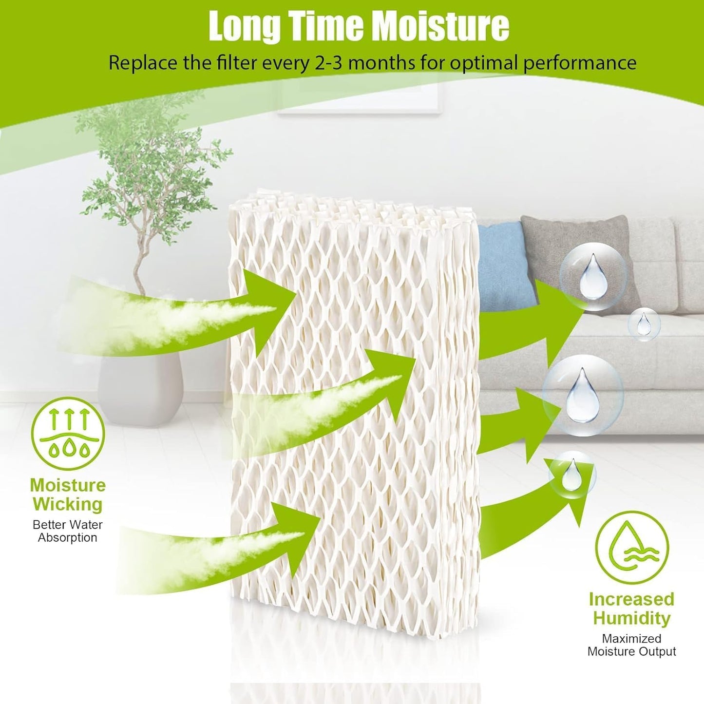 WXFANA 4 Pack WF813 Humidifier Filters Wick Replacement Compatible with ReliOn RCM-832 RCM-832N WF813 DH832 ProCare PCWF813 Equate EQWF813 EQ-2119-UL Duracraft DH-830 Cool Mist Humidifier Filters