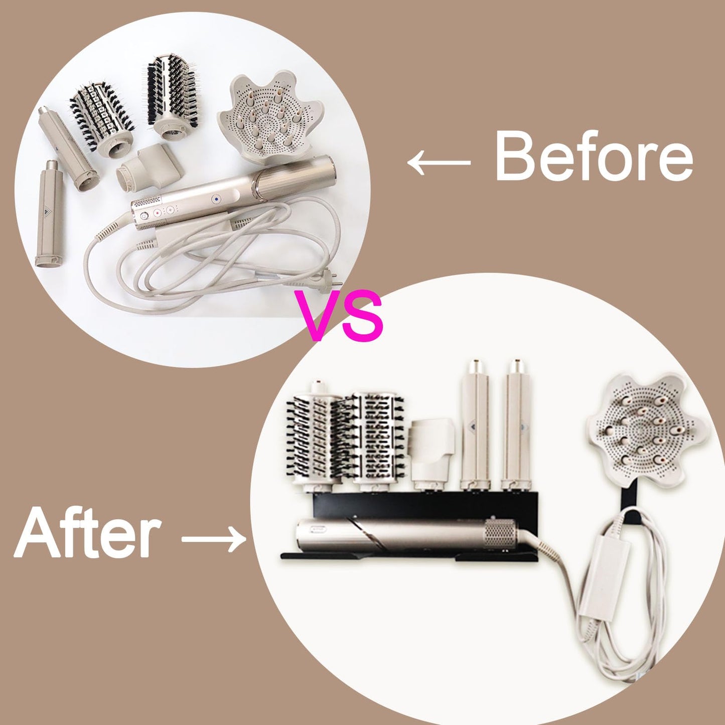 Hair Dryer Holder for Shark Flex Style, Wall Mount Holder Compatible with Shark FlexStyle, Curling Wand Organizer, Rack with Cord Hanger for Accessories Curlers Brushes Diffuser and Attachments