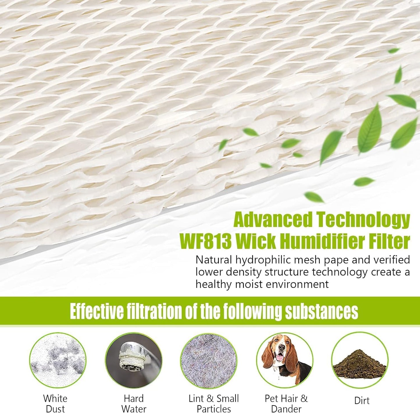 WXFANA 4 Pack WF813 Humidifier Filters Wick Replacement Compatible with ReliOn RCM-832 RCM-832N WF813 DH832 ProCare PCWF813 Equate EQWF813 EQ-2119-UL Duracraft DH-830 Cool Mist Humidifier Filters