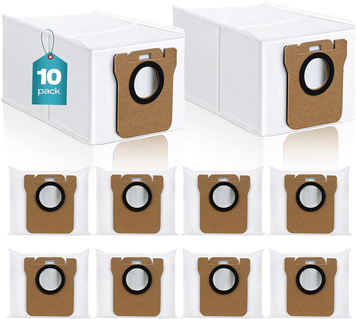10 Pack Dust Bag Compatible with Dreametech L10s Ultra / L10 Ultra/Dreame L20 Ultra Robot Vacuum Self-Emptying Base, 3L Large Capacity Auto-Seal Disposable Trash Replacement Bag Accessories