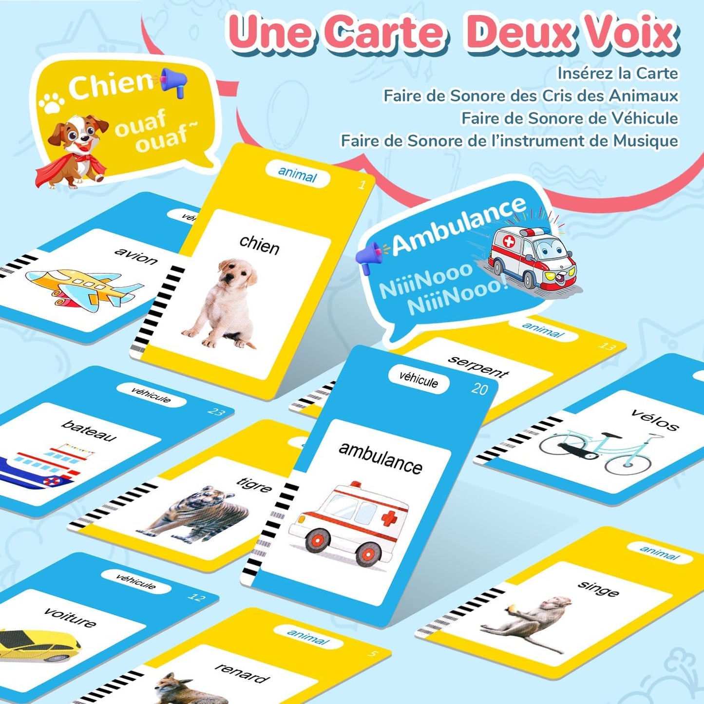 510 Mots Carte Parlante Montessori en Français, Cartes Flash Parlantes Français pour Enfants, Carte Apprentissage Mot Bébé, Jouet Éducatif Enfants pour Cadeau de Fille ou Garcon de 2 à 6 Ans-Rose