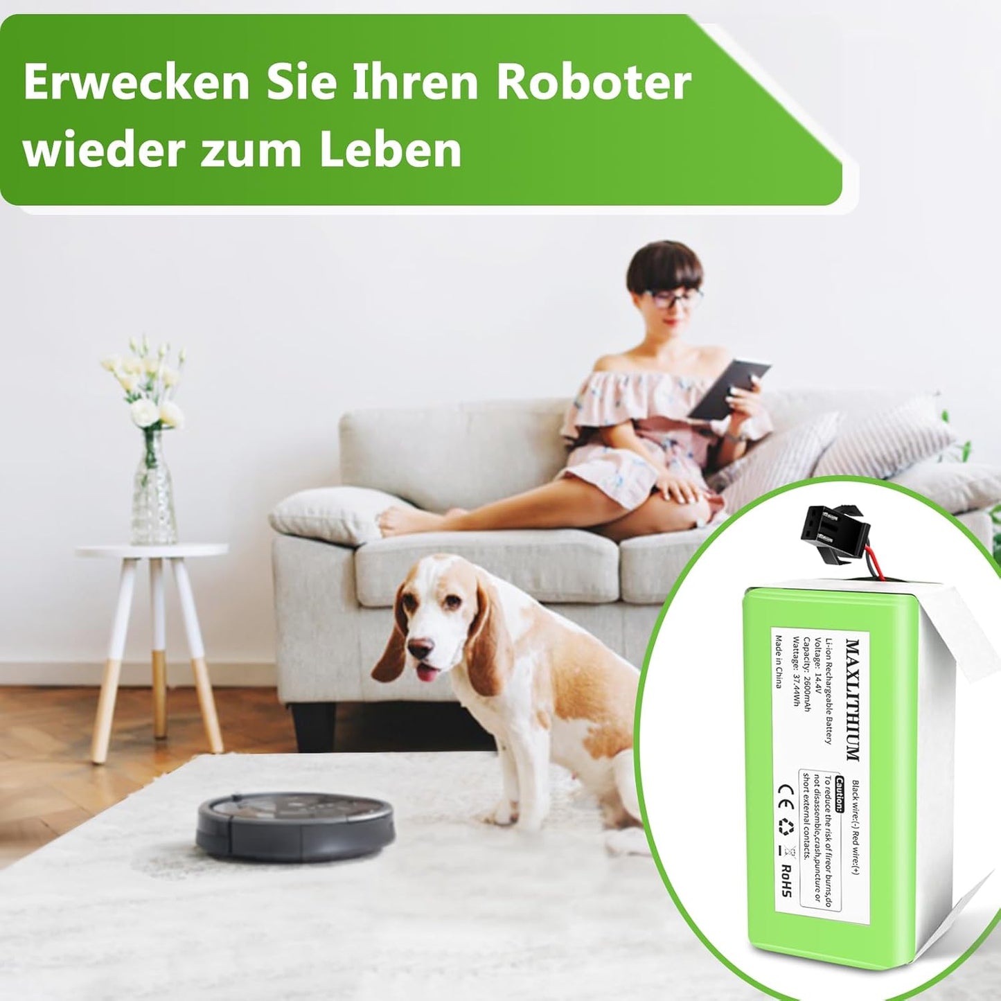 14.4V 2600mAh Ersatzakku für Eufy RoboVac G10 G20 G30 G35 G40 Hybrid, für RoboVac 11 11S 11S MAX 12 15C 15C Max 25C Max 30 30C 30 Max 35C, für Ecovacs Deebot N79 N79S DN622, für Tesvor X500 Akku