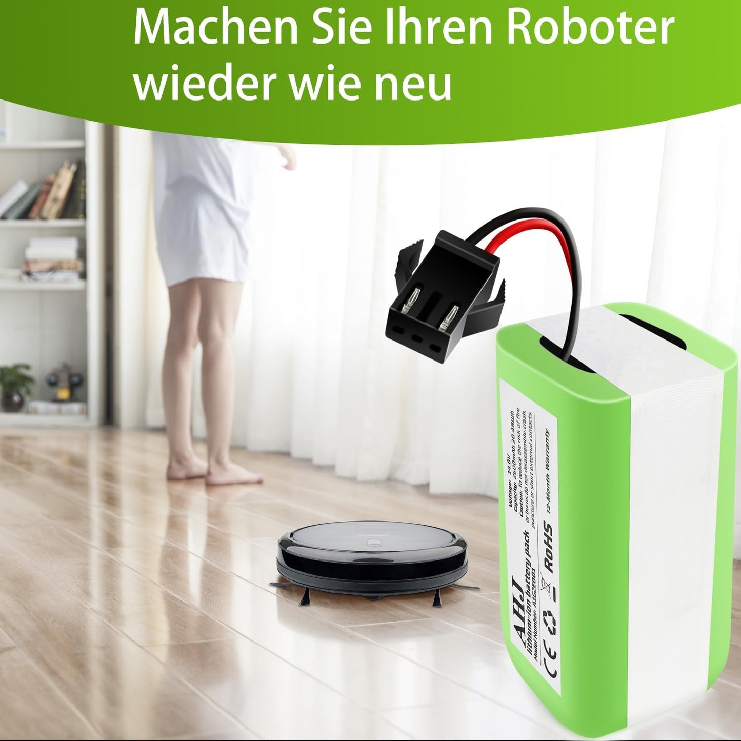 AHJ 14.4V 2600mAh Ersatzakku für Eufy RoboVac G10 G20 G30 G35 G40 Hybrid, für Eufy 11 11S 11S MAX 15C 15C MAX 25C 25C Max 30 30C 30 Max 35C, für Ecovacs Deebot N79 N79S DN622, für Tesvor X500 Akku