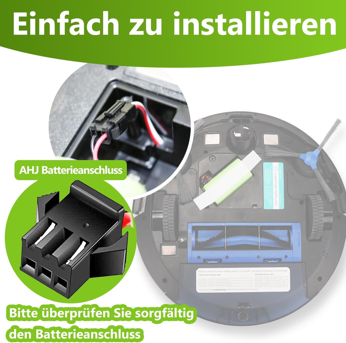 AHJ 14.4V 2600mAh Ersatzakku für Eufy RoboVac G10 G20 G30 G35 G40 Hybrid, für Eufy 11 11S 11S MAX 15C 15C MAX 25C 25C Max 30 30C 30 Max 35C, für Ecovacs Deebot N79 N79S DN622, für Tesvor X500 Akku
