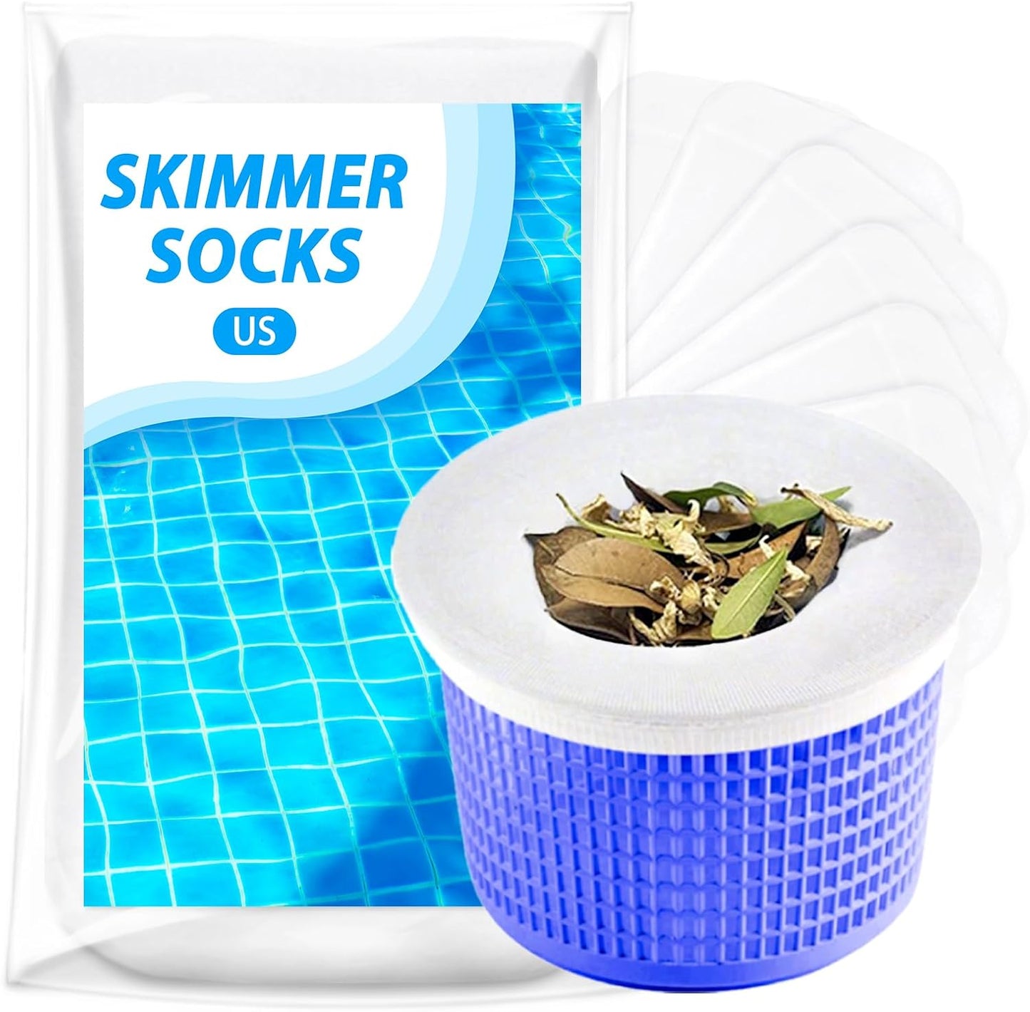 KGC Pool Skimmer Socks, 20 Pack of Reusable Pool Filter Socks for Skimmer Baskets, Pool Socks Protect Inground or Above Ground Pool Filter System Clean Debris and Leaves