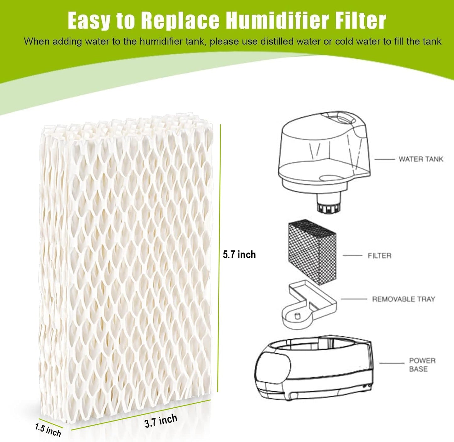 WXFANA 4 Pack WF813 Humidifier Filters Wick Replacement Compatible with ReliOn RCM-832 RCM-832N WF813 DH832 ProCare PCWF813 Equate EQWF813 EQ-2119-UL Duracraft DH-830 Cool Mist Humidifier Filters