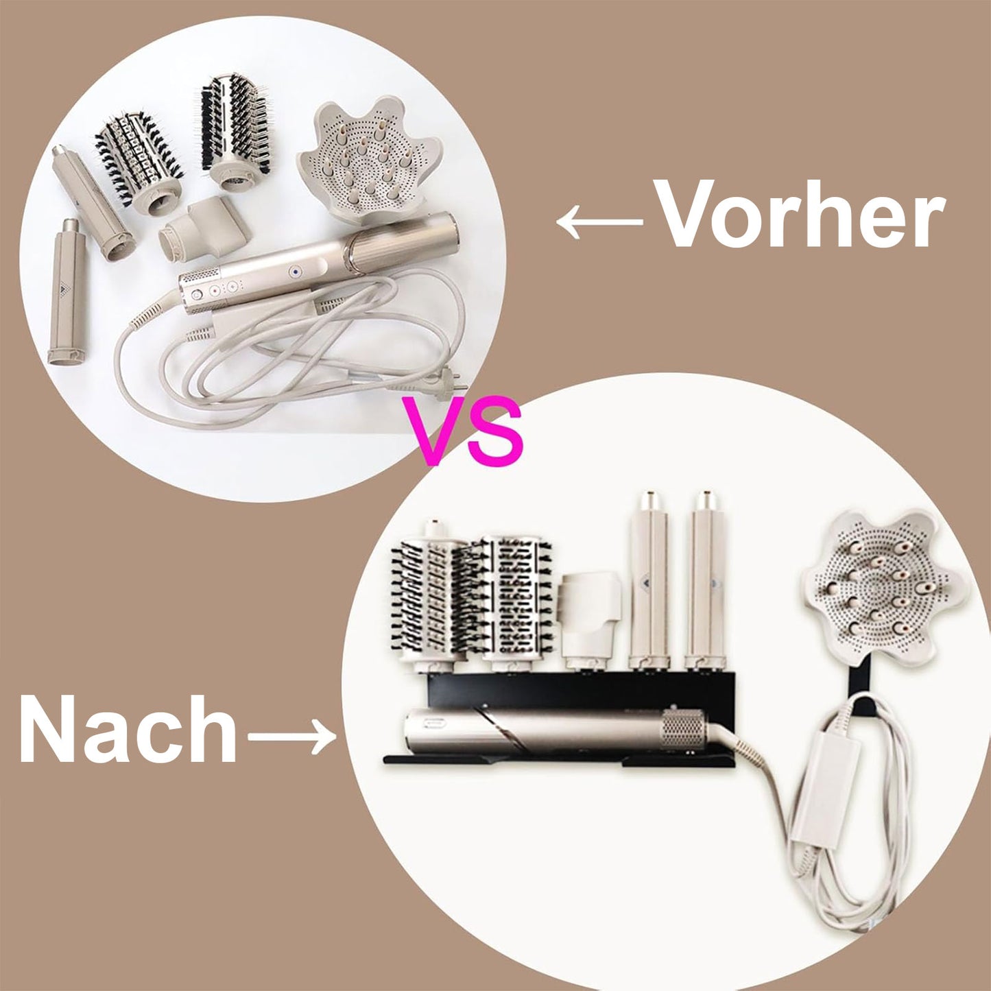 Haartrocknerhalter für Shark Flex Style, Wandhalterung, kompatibel mit Shark FlexStyle, Lockenstab Organizer, Rack mit Kordelaufhänger für Zubehör, Lockenwickler, Bürsten, Diffusor und Aufsätze