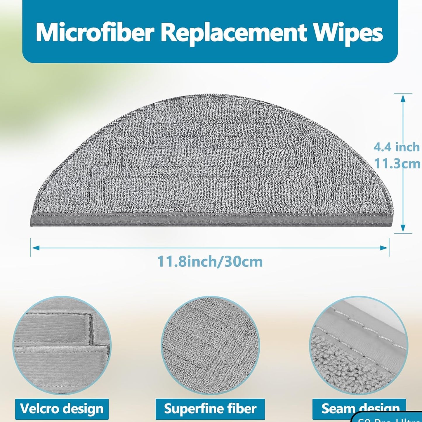 6 Pack Mop Cloth Pads Replacement for Roborock S8 Pro Ultra Robot Vacuum, Upgraded Reusable Microfiber Dual Sonic Mopping Pad Accessories