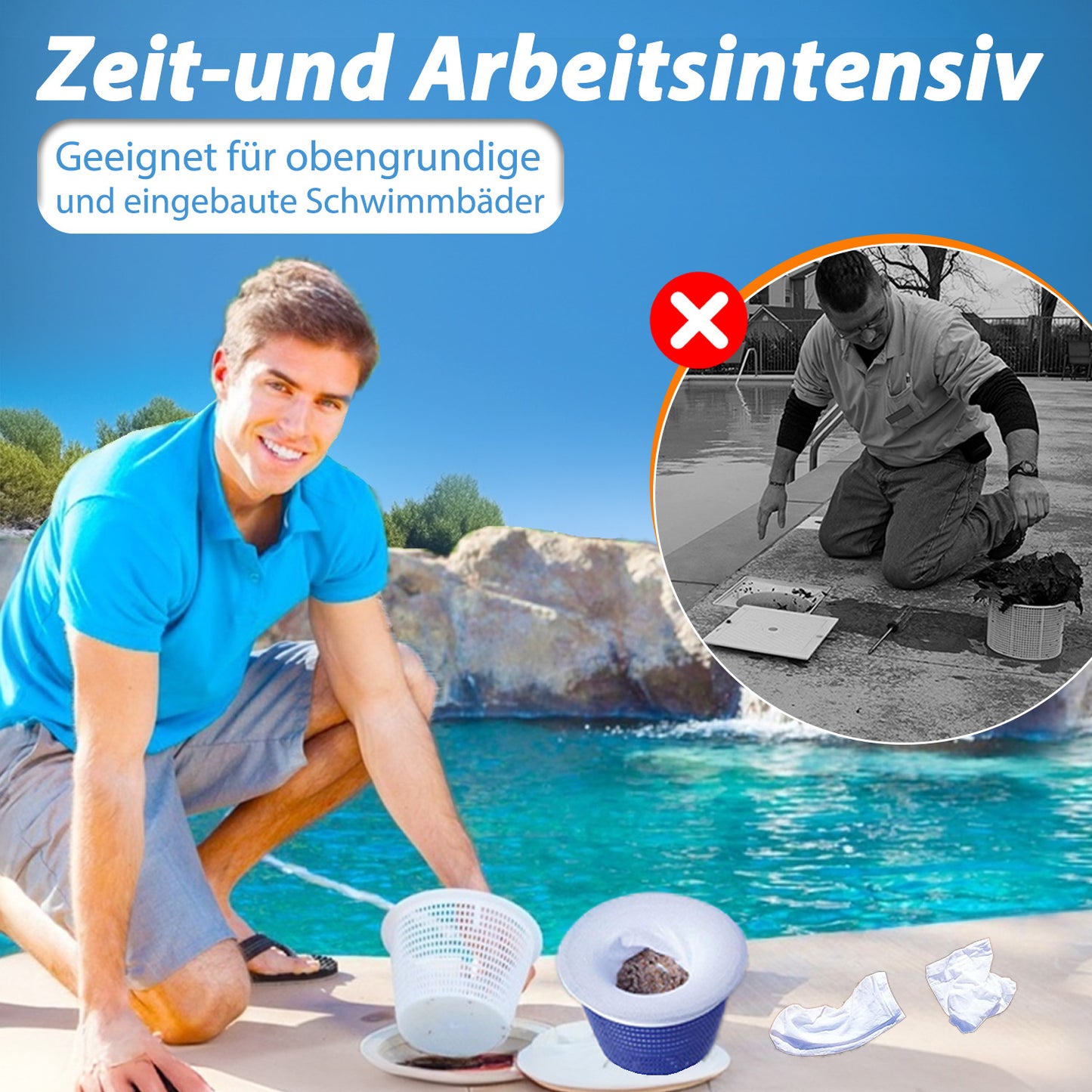 Pool Skimmer Socken, 50 Stück Schwimmbad Skimmer Socken, Poolfilter Netz Wiederverwendbar für Schutz Pumpe,Filteranlage, Körbe und Skimmer,Pool Filter Saver Socken Netz