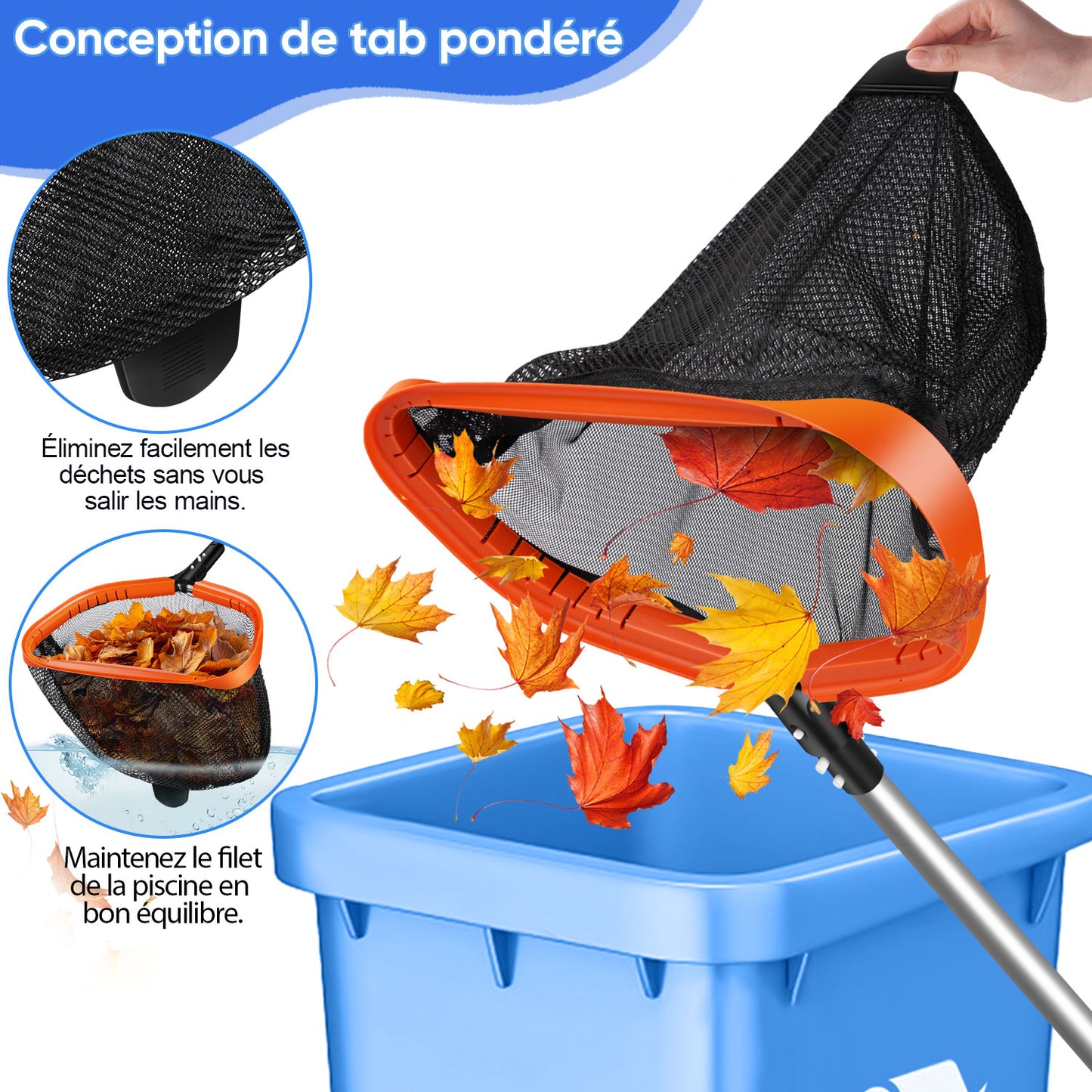 KGC Epuisette Piscine, Epuisette Spa avec Double Filet Durable, Cadre d'Aluminium Intégrée Renforcée Epuisette Piscine Fond pour Piscine, Etang, Spas, Parc Aquatique Visiter la boutique KGC