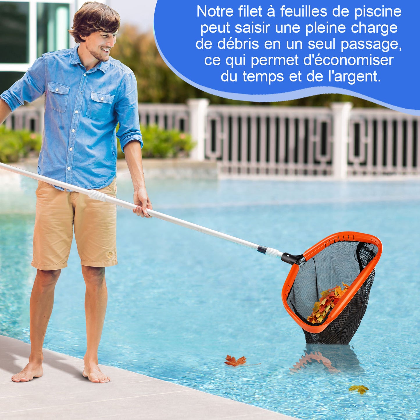 KGC Epuisette Piscine, Epuisette Spa avec Double Filet Durable, Cadre d'Aluminium Intégrée Renforcée Epuisette Piscine Fond pour Piscine, Etang, Spas, Parc Aquatique Visiter la boutique KGC