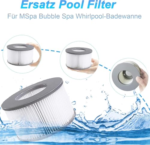 KGC Ersatz Filterkartuschen für MSpa Filter, 6 Stück Ersatzfilter kompatibel mit Whirlpool MSpa Modelle ab 2020, Filterkartusche Wasserfilter für Aufblasbare Pools,Heiße U-Boote und Spa