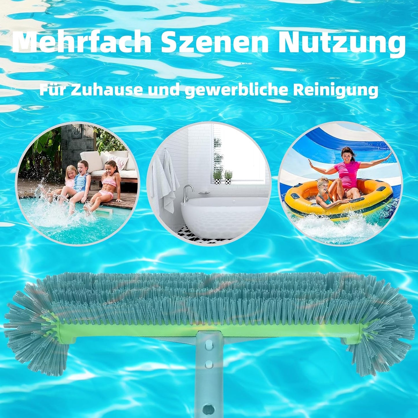 Poolbürste für Folienpool 17,5″, Pool Bürste, Poolbesen, Poolbürste für Folienpool, Poolbürsten, Pool Reinigungsbürste für Schwimmbad Bürste Pool, EZ Clip Aluminiumgriff, Nicht mit Teleskopstange